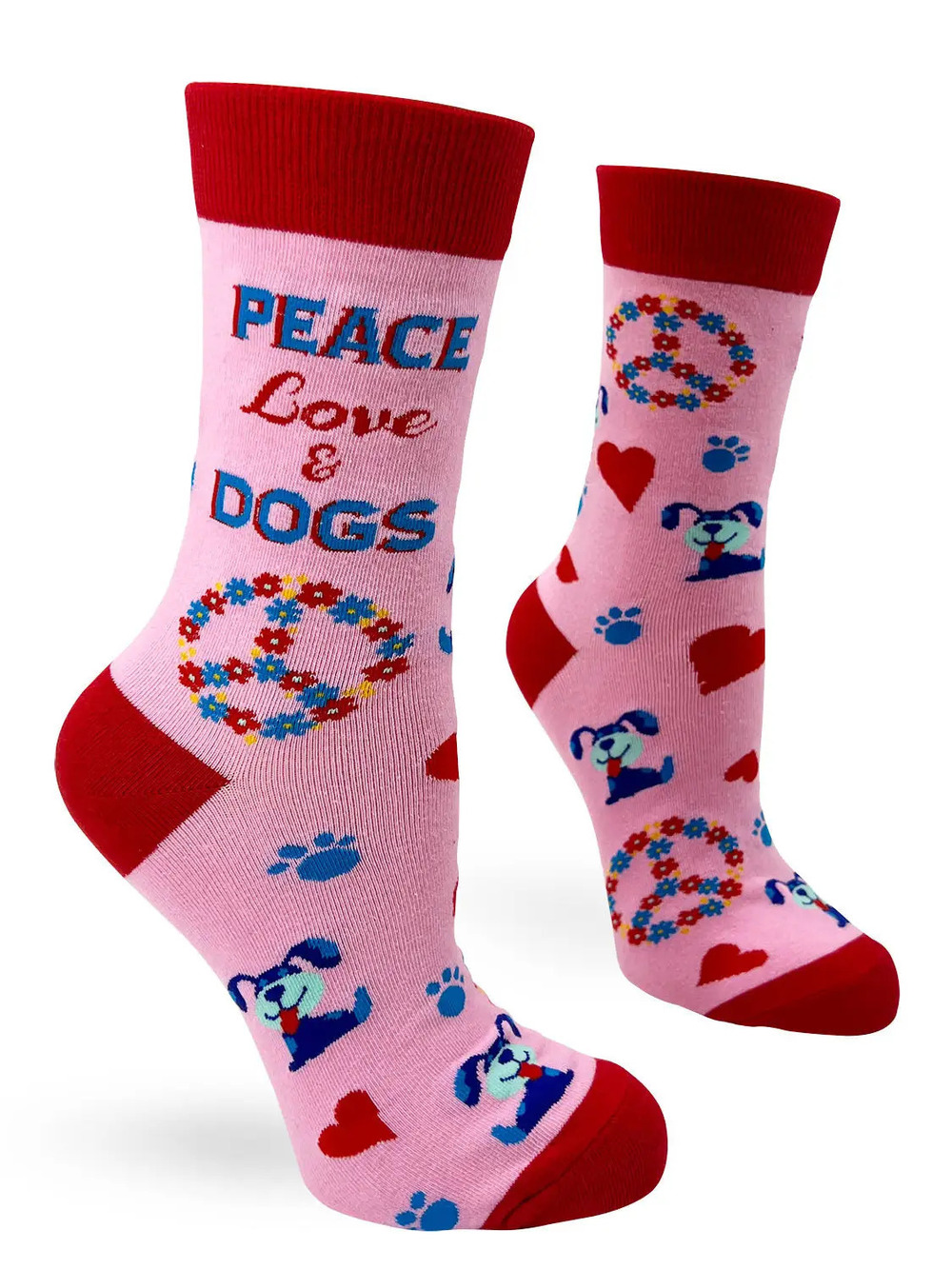 FD11 | Fabdaz Women's Novelty Crew Socks | Peace Love & Dogs | Size 5-10
